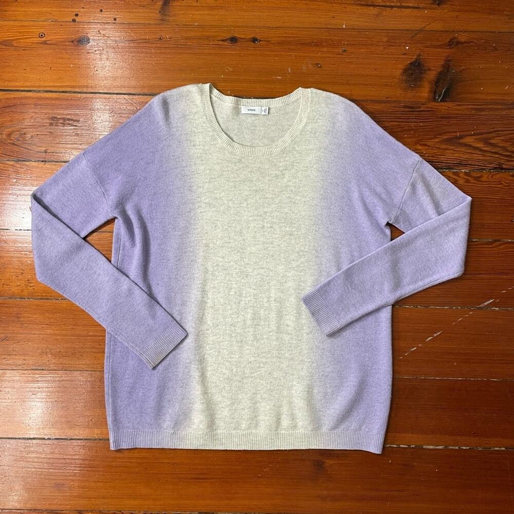 Vince Cashmere/Wool Blend Lavender-to Gray Tonal Gradiant Sweater  Sz XS💛🎀 - Picture 8 of 12